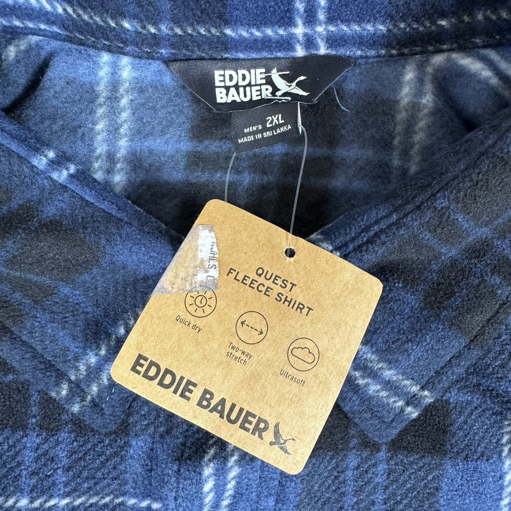 Eddie Bauer Men's 2XL Quest‎ Multi-Colored Plain Button-down Fleece Casual Cozy - Picture 3 of 11